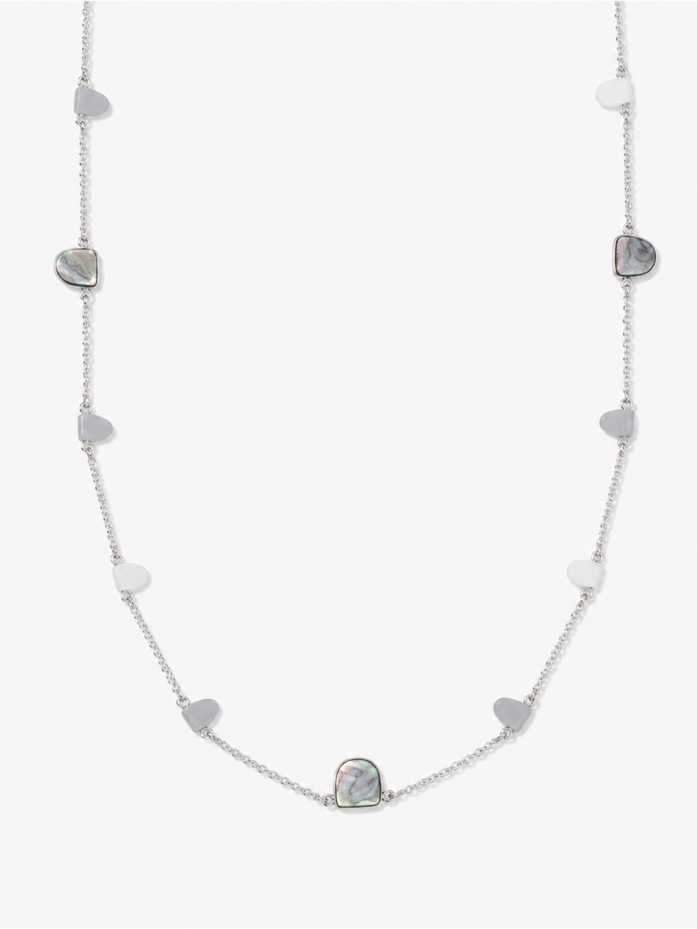 Kendra Scott Silver Necklace with Iridescent Abalone Stations